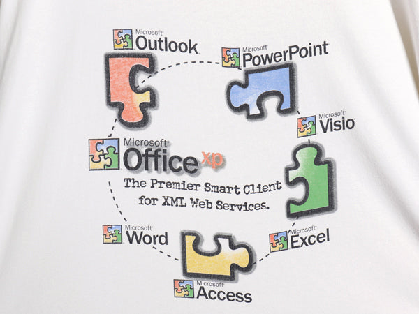 00s ★ マイクロソフト Office ロゴ イラスト プリント Tシャツ メンズ XL / 古着 オールド 企業物 当時物 グラフィック コンピューター 白
