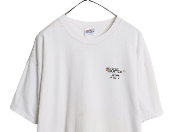 00s ★ マイクロソフト Office ロゴ イラスト プリント Tシャツ メンズ XL / 古着 オールド 企業物 当時物 グラフィック コンピューター 白