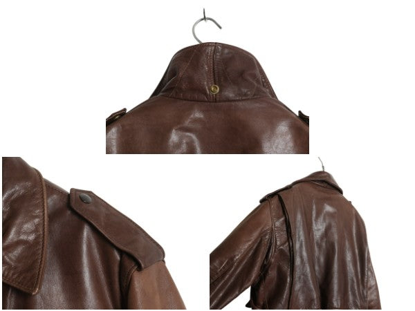 80s USA製 ★ ショット A-2 タイプ 本革 レザー ジャケット 42 メンズ L / 184SM 革ジャン フライト ボンバー ボア パイル ライナー付き 茶