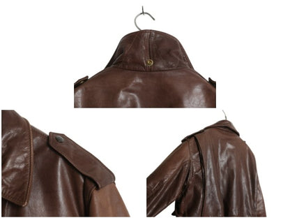 80s USA製 ★ ショット A-2 タイプ 本革 レザー ジャケット 42 メンズ L / 184SM 革ジャン フライト ボンバー ボア パイル ライナー付き 茶