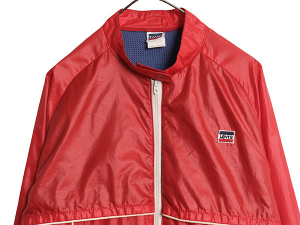 80s USA製 リーバイス ナイロン ジャケット メンズ L ヴィンテージ レーシング フルジップ メッシュ ライナー付き ブルゾン ジャンパー 赤