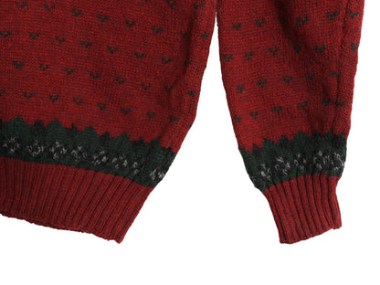 80s ウールリッチ デザイン ニット セーター メンズ XL / ヴィンテージ ウール バーズアイ ハンティング ノルディック 絵柄 大きいサイズ