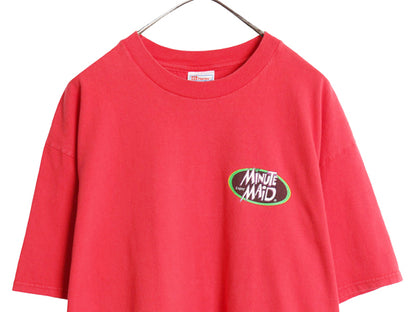 90s ★ ミニッツメイド グラフィック プリント Tシャツ メンズ XL 古着 オールド 企業物 当時物 ヘビーウェイト ロゴ 大きいサイズ レッド