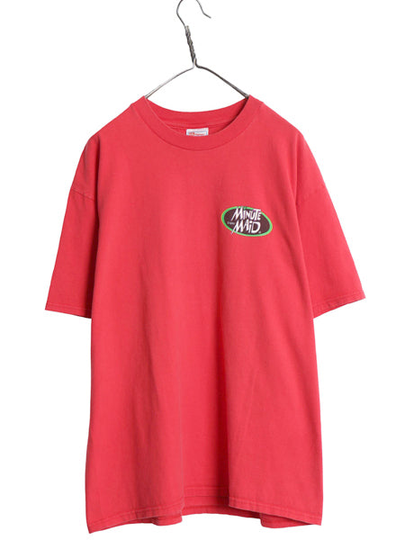 90s ★ ミニッツメイド グラフィック プリント Tシャツ メンズ XL 古着 オールド 企業物 当時物 ヘビーウェイト ロゴ 大きいサイズ レッド