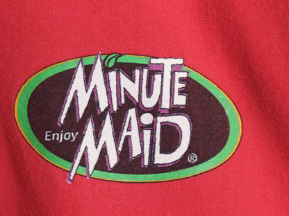 90s ★ ミニッツメイド グラフィック プリント Tシャツ メンズ XL 古着 オールド 企業物 当時物 ヘビーウェイト ロゴ 大きいサイズ レッド