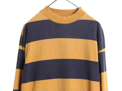 90s USA製 オールド ギャップ モックネック ワイド ボーダー 長袖 Tシャツ メンズ S / オールド ロンT カットソー ヘビーウェイト ツートン