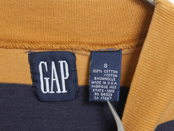 90s USA製 オールド ギャップ モックネック ワイド ボーダー 長袖 Tシャツ メンズ S / オールド ロンT カットソー ヘビーウェイト ツートン