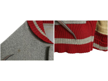 50s ★ H.L. Whiting 袖 本革 レザー ウール スタジャン メンズ L 程/ ヴィンテージ サガラ ワッペン 襟付き アワード ジャケット ブルゾン