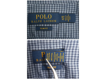 ポロ ラルフローレン ギンガム チェック 長袖 シャツ メンズ M L 程/ スリム フィット 薄手 細身 コットン カジュアル ビジネス ワイシャツ