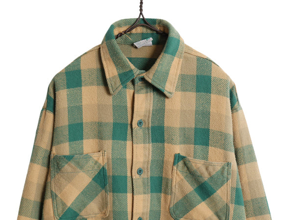 70s ★ ビッグマック チェック ヘビー フランネル シャツ メンズ M / ヴィンテージ JCペニー コットン ネルシャツ 長袖シャツ ポケット付き