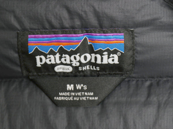 パタゴニア ダウン セーター ベスト レディース M / 22年製 中綿 ナイロン キルティング フルジップ ワンポイント 重ね着 前開き 無地 黒