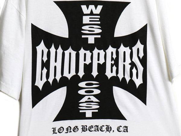 デッドストック 90s ★ WEST COAST CHOPPERS アイアンクロス ロゴ プリント Tシャツ メンズ M / オールド 初期 バイク チョッパー anvil 白