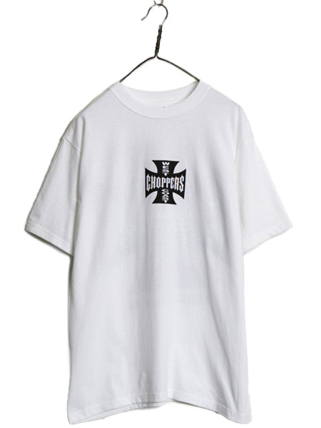 デッドストック 90s ★ WEST COAST CHOPPERS アイアンクロス ロゴ プリント Tシャツ メンズ M / オールド 初期 バイク チョッパー anvil 白