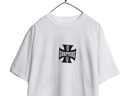 デッドストック 90s ★ WEST COAST CHOPPERS アイアンクロス ロゴ プリント Tシャツ メンズ M / オールド 初期 バイク チョッパー anvil 白