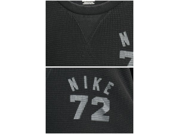 ナイキ プリント 長袖 サーマル Tシャツ メンズ XL / ロンT 前V ワッフル ヘビーウェイト コットン インナー ストレッチ 大きいサイズ 黒