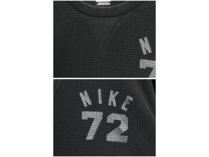 ナイキ プリント 長袖 サーマル Tシャツ メンズ XL / ロンT 前V ワッフル ヘビーウェイト コットン インナー ストレッチ 大きいサイズ 黒