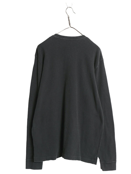 ナイキ プリント 長袖 サーマル Tシャツ メンズ XL / ロンT 前V ワッフル ヘビーウェイト コットン インナー ストレッチ 大きいサイズ 黒