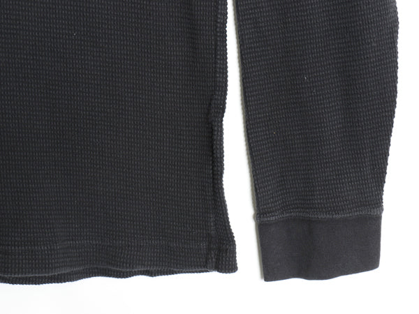 ナイキ プリント 長袖 サーマル Tシャツ メンズ XL / ロンT 前V ワッフル ヘビーウェイト コットン インナー ストレッチ 大きいサイズ 黒