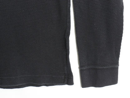 ナイキ プリント 長袖 サーマル Tシャツ メンズ XL / ロンT 前V ワッフル ヘビーウェイト コットン インナー ストレッチ 大きいサイズ 黒