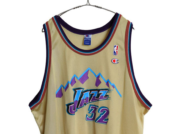 90s USA製 ユタ ジャズ メッシュ タンクトップ メンズ XXXL 程 オールド NBA オフィシャル チャンピオン ユニフォーム バスケ 大きいサイズ
