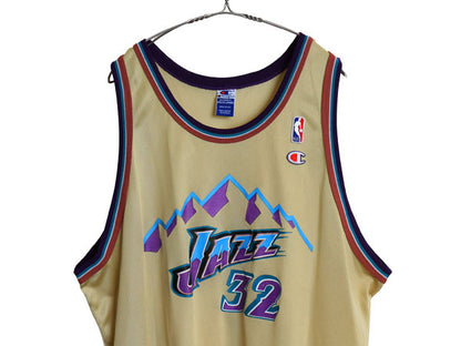 90s USA製 ユタ ジャズ メッシュ タンクトップ メンズ XXXL 程 オールド NBA オフィシャル チャンピオン ユニフォーム バスケ 大きいサイズ