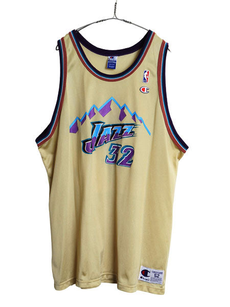 90s USA製 ユタ ジャズ メッシュ タンクトップ メンズ XXXL 程 オールド NBA オフィシャル チャンピオン ユニフォーム バスケ 大きいサイズ