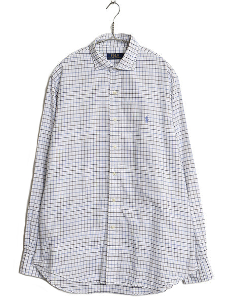 ポロ ラルフローレン チェック 長袖 シャツ メンズ L / ワイシャツ カジュアル ビジネス コットン 薄手 シンプル マルチカラー トップス 白