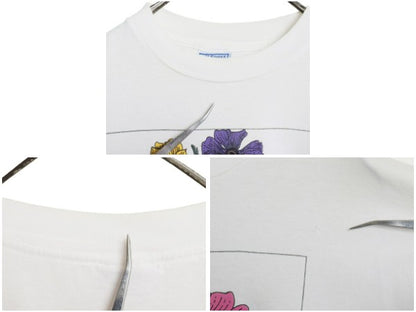 90s USA製 フラワー アート イラスト プリント Tシャツ メンズ レディース L / オールド 花 グラフィック シングルステッチ ALL SPORT 白