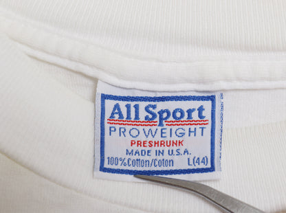 90s USA製 フラワー アート イラスト プリント Tシャツ メンズ レディース L / オールド 花 グラフィック シングルステッチ ALL SPORT 白
