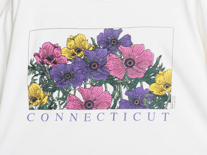 90s USA製 フラワー アート イラスト プリント Tシャツ メンズ レディース L / オールド 花 グラフィック シングルステッチ ALL SPORT 白