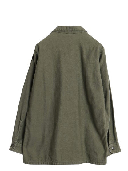 70s 米軍実物 US ARMY コットン サテン ユーティリティ シャツ M ヴィンテージ 70年製 OG107 シャツ袖 3rd ミリタリー 軍物 ワッペン付き 