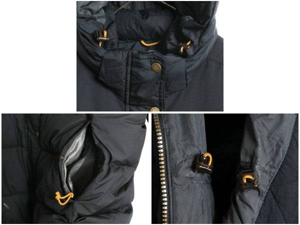 エルエルビーン ナイロン ダウン ジャケット 1X レディース XL 古着 650フィル フルジップ フード パーカー ハーフコート 大きいサイズ 黒