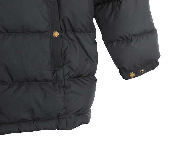 エルエルビーン ナイロン ダウン ジャケット 1X レディース XL 古着 650フィル フルジップ フード パーカー ハーフコート 大きいサイズ 黒