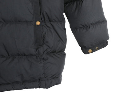 エルエルビーン ナイロン ダウン ジャケット 1X レディース XL 古着 650フィル フルジップ フード パーカー ハーフコート 大きいサイズ 黒