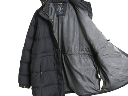 エルエルビーン ナイロン ダウン ジャケット 1X レディース XL 古着 650フィル フルジップ フード パーカー ハーフコート 大きいサイズ 黒