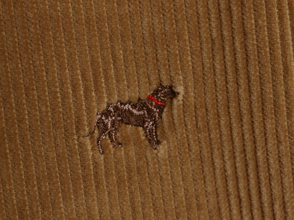 ブルックスブラザーズ ドッグ 総柄 太畝 コーデュロイ パンツ メンズ 34 32 / ノータック スラックス ストレート イヌ 刺繍 モノグラム 茶