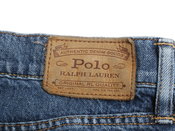 ポロ ラルフローレン デニム パンツ メンズ 34 32 / 古着 ヴィンテージ ペンキ 加工 ジーンズ ジーパン ストレート ストレッチ ヒゲ アタリ
