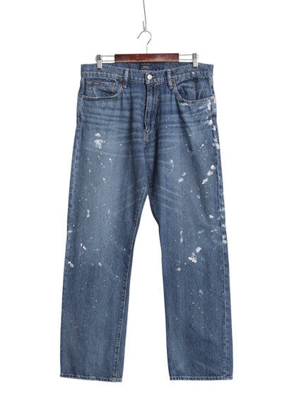 ポロ ラルフローレン デニム パンツ メンズ 34 32 / 古着 ヴィンテージ ペンキ 加工 ジーンズ ジーパン ストレート ストレッチ ヒゲ アタリ