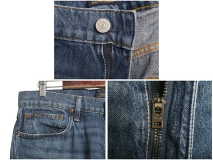 ポロ ラルフローレン デニム パンツ メンズ 34 32 / 古着 ヴィンテージ ペンキ 加工 ジーンズ ジーパン ストレート ストレッチ ヒゲ アタリ