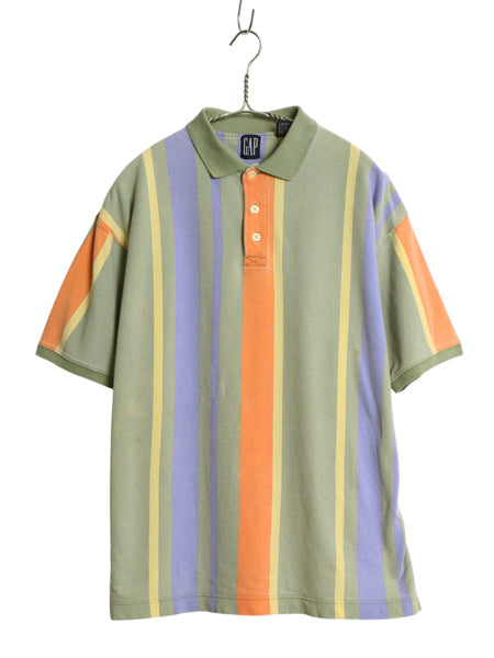 90s オールド ギャップ ストライプ 鹿の子 半袖 ポロシャツ メンズ S 古着 旧タグ 半袖シャツ ボックス カットソー コットン マルチカラー