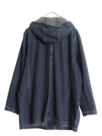 00s ラルフローレン ジーンズ デニム ハーフ コート レディース XL オールド ポロ ファイヤーマン ダッフル ジャケット 大きいサイズ 濃紺