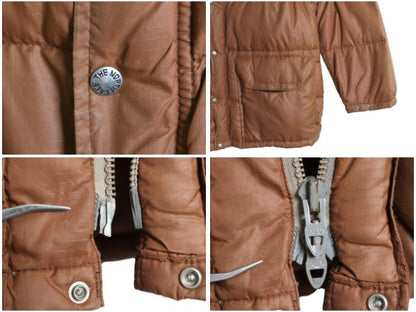 80s USA製 ノースフェイス ダウン ジャケット メンズ XL 茶タグ ヴィンテージ アウトドア フルジップ ジャンパー ハイネック 大きいサイズ