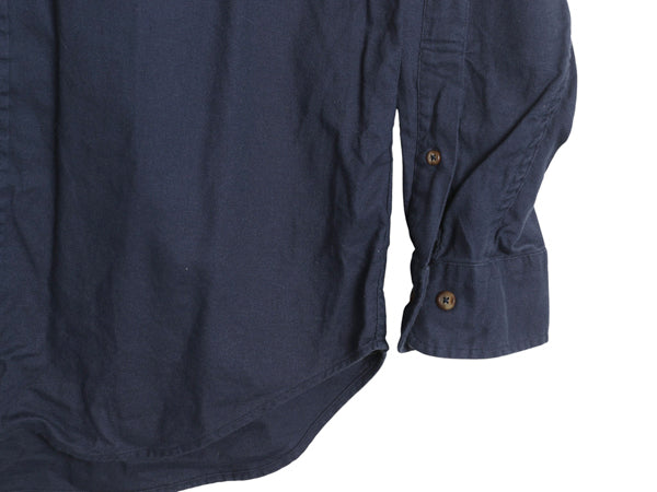 ブルックスブラザーズ 長袖 ボタンダウン シャツ メンズ M 古着 長袖シャツ コットン 無地 ポケット付き シンプル ゆったり ネイビー 薄手