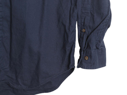 ブルックスブラザーズ 長袖 ボタンダウン シャツ メンズ M 古着 長袖シャツ コットン 無地 ポケット付き シンプル ゆったり ネイビー 薄手