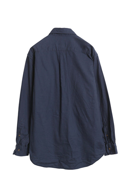 ブルックスブラザーズ 長袖 ボタンダウン シャツ メンズ M 古着 長袖シャツ コットン 無地 ポケット付き シンプル ゆったり ネイビー 薄手