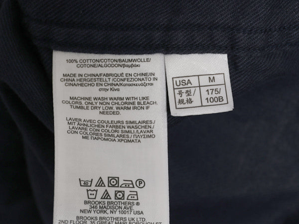 ブルックスブラザーズ 長袖 ボタンダウン シャツ メンズ M 古着 長袖シャツ コットン 無地 ポケット付き シンプル ゆったり ネイビー 薄手