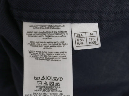 ブルックスブラザーズ 長袖 ボタンダウン シャツ メンズ M 古着 長袖シャツ コットン 無地 ポケット付き シンプル ゆったり ネイビー 薄手