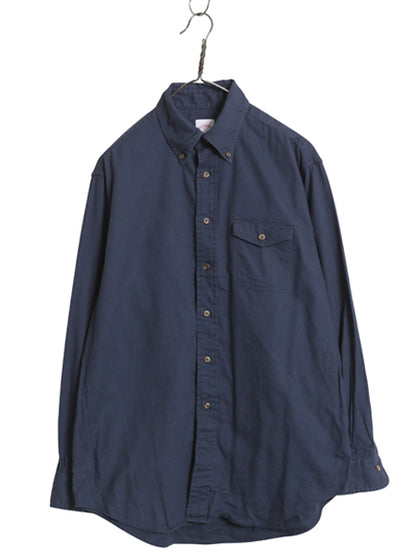 ブルックスブラザーズ 長袖 ボタンダウン シャツ メンズ M 古着 長袖シャツ コットン 無地 ポケット付き シンプル ゆったり ネイビー 薄手