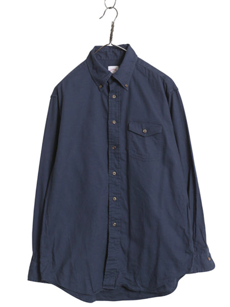 ブルックスブラザーズ 長袖 ボタンダウン シャツ メンズ M 古着 長袖シャツ コットン 無地 ポケット付き シンプル ゆったり ネイビー 薄手