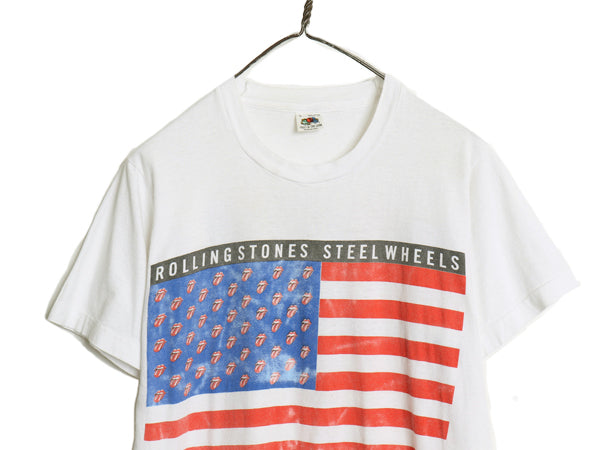80s USA製 ローリング ストーンズ ツアー イラスト プリント Tシャツ メンズ L 小さめ S ヴィンテージ 当時物 バンド リップタン ロック 白
